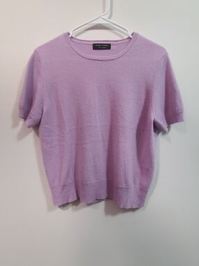 Valerie Stevens Lavender Short Sleeve Cashmere Sweater Sz MEDIUM